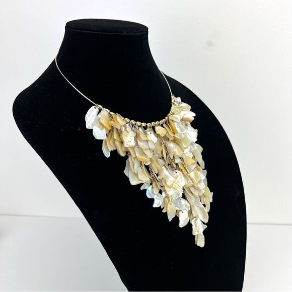 Signed Kiam Family / Lia sophia  Shell Dangle Bib Chain Bead Statement Necklace - Picture 3 of 10